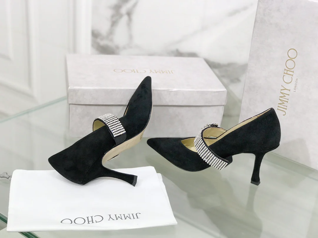 Туфли на высоком каблуке Jimmy с острым носком и стразами - 1