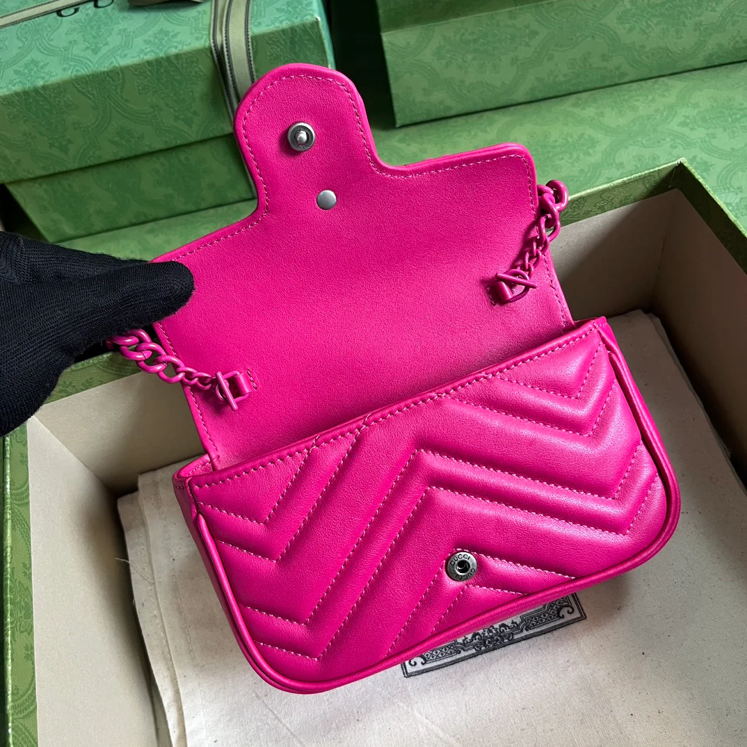 Мини-сумочка Gucci GG Marmont Chain Macaron Series Rose Pink.