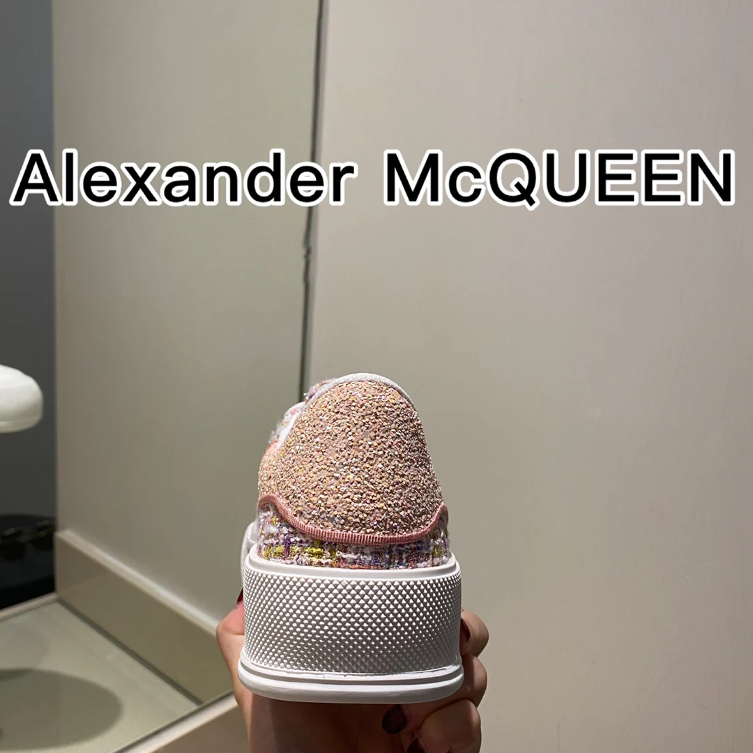 McQueen - Верх из шерсти - Подошва сзади - Кедны - Блестки - Розовый