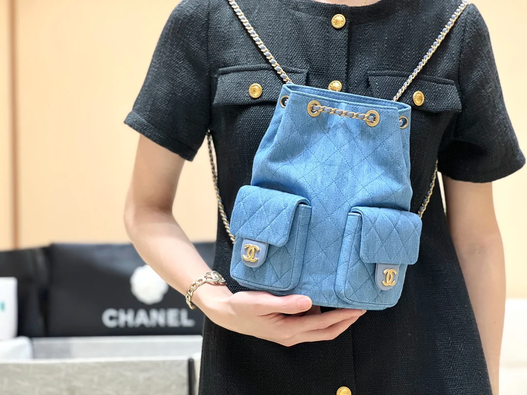Рюкзак Chanel с двумя карманами - синий