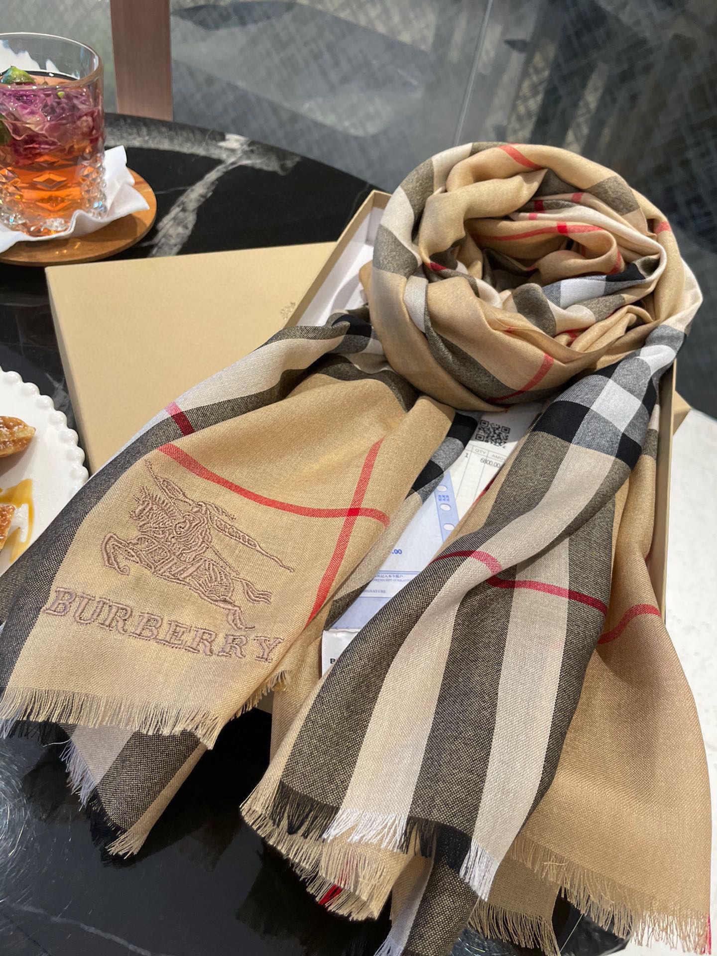 Классический клетчатый шарф для верховой езды Burberry - 80-190 см, 100% кашемир