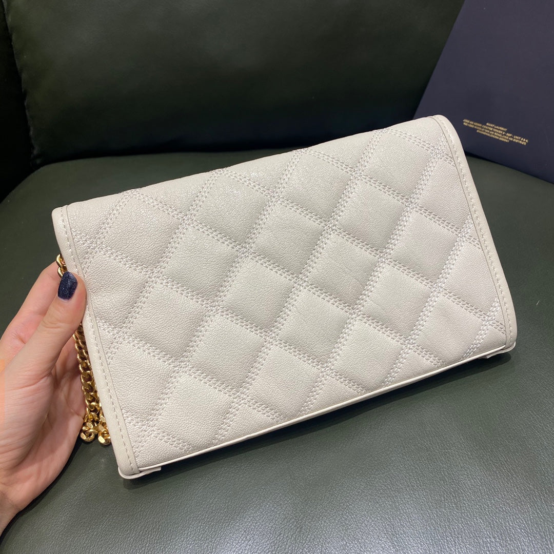 Сумка YSL-Becky из овечьей кожи с ромбовидной стёжкой и цепочкой