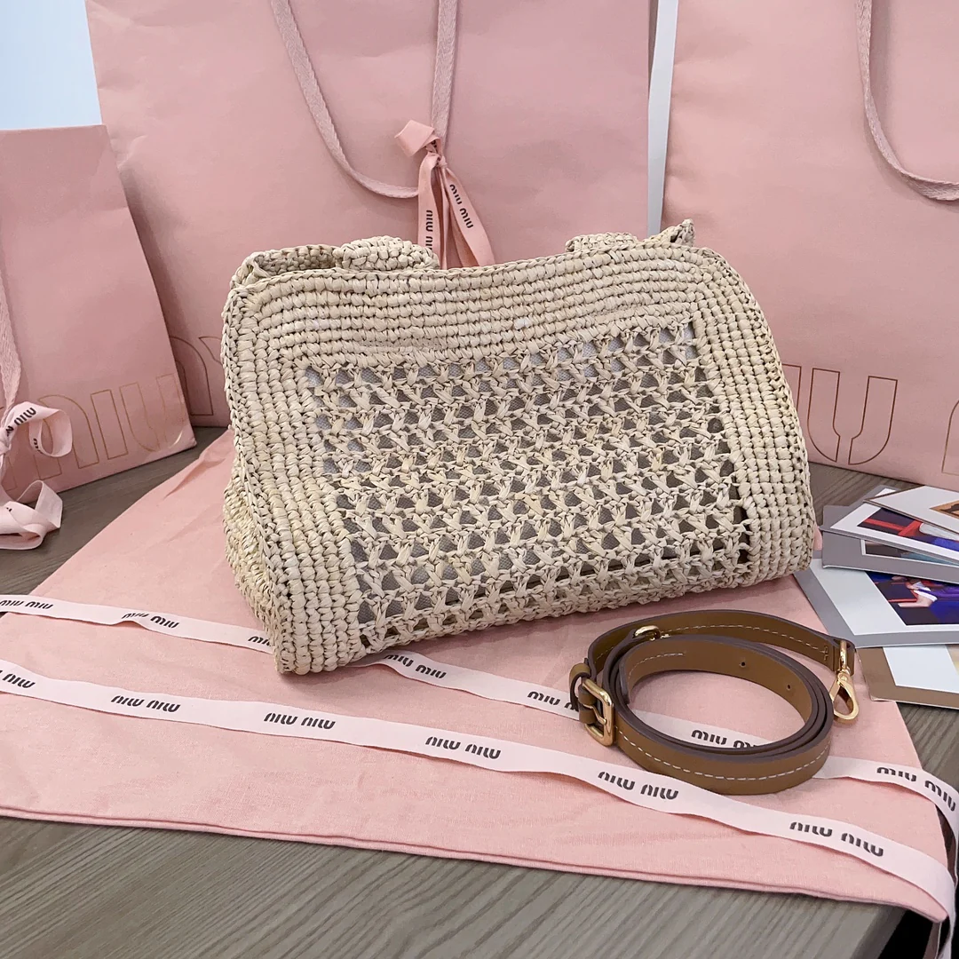 Miu Miu-5ba219-Летняя плетеная сумка-тоут