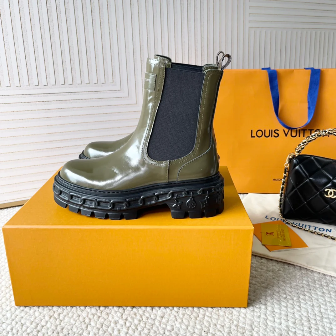 Ботильоны на платформе LV-2024 - темно-зеленые