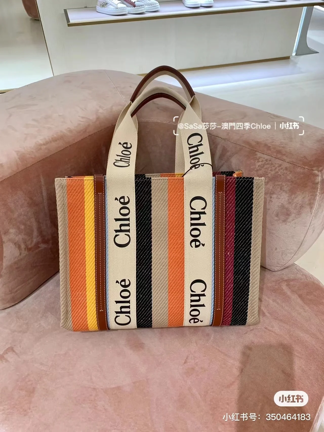 Сумка-тоут Chloe Woody — Радужная цветовая гамма — Средний размер