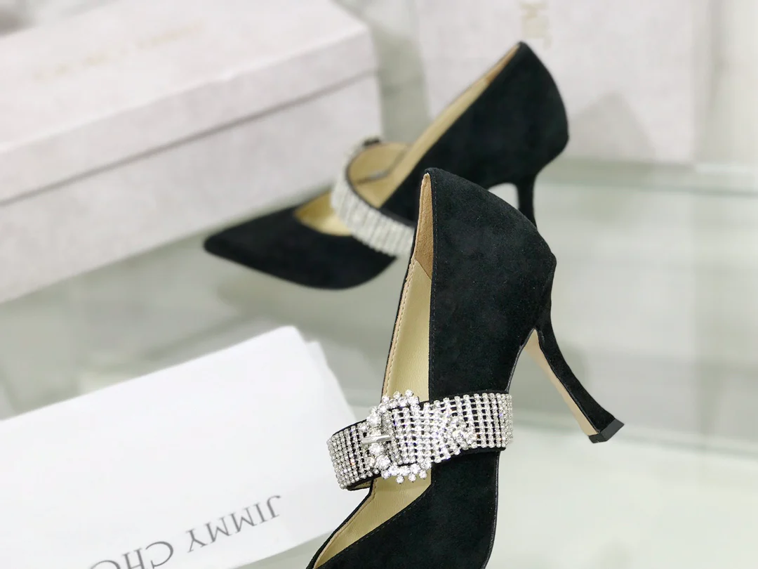 Туфли на высоком каблуке Jimmy с острым носком и стразами - 1