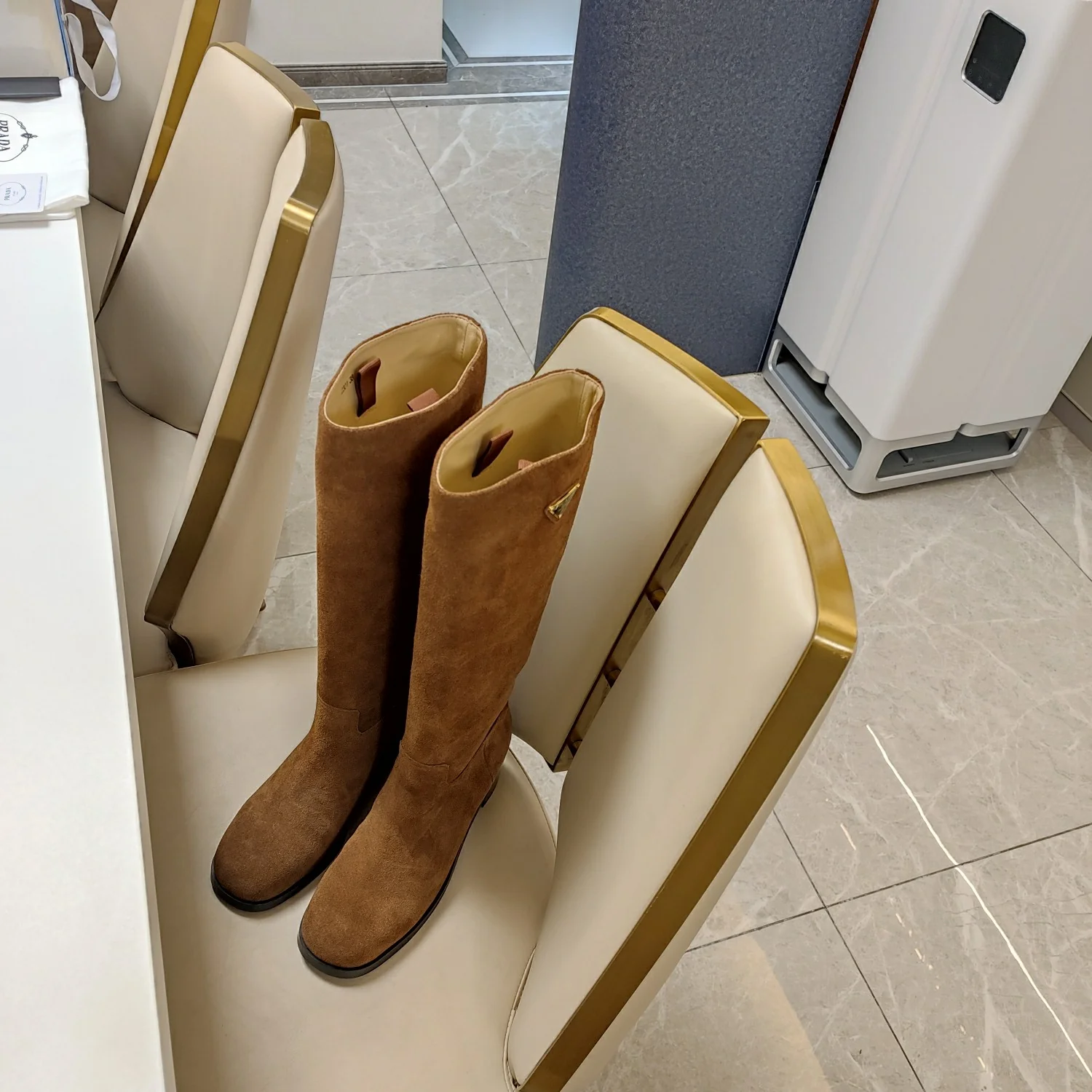 Сапоги для верховой езды Prada 2024 7-5 см - коричневые