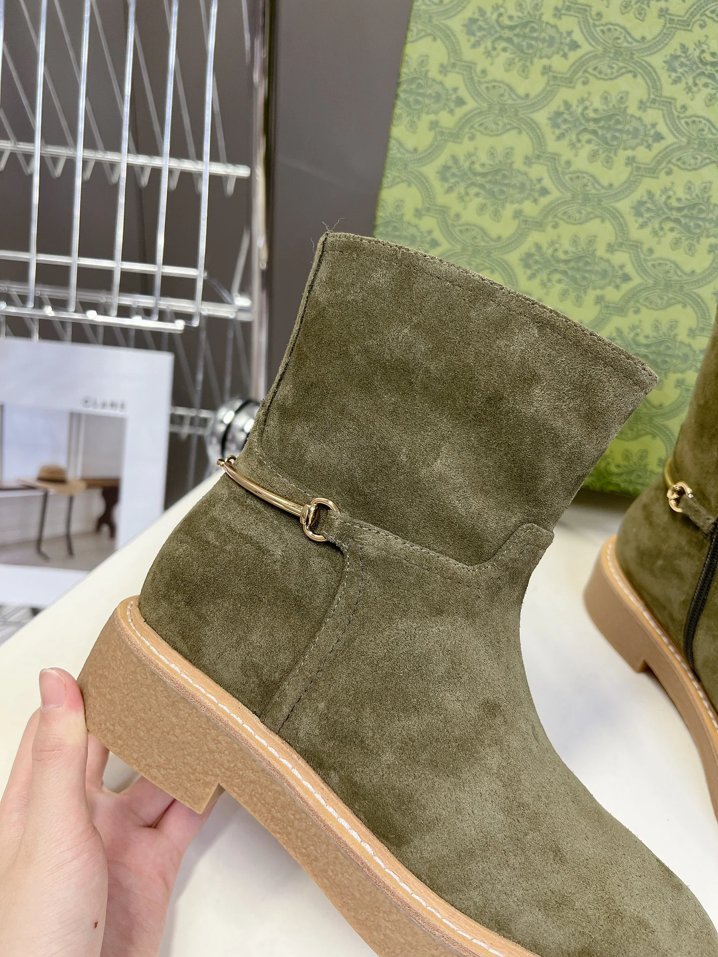 Ботинки для верховой езды Gucci 2024 - темно-зеленые - 1