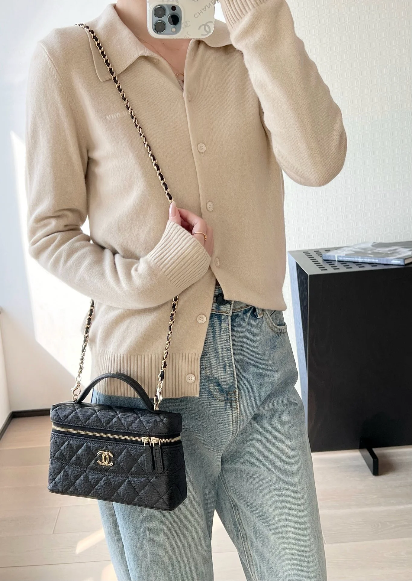 Длинный клатч-коробочка Chanel 25c-LP - черный