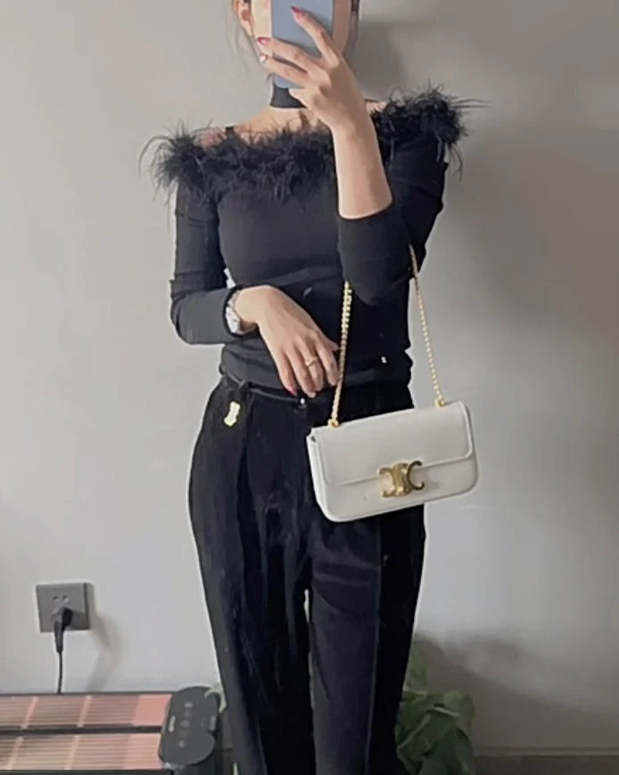 Celine - Новая сумка Celine Arc de Triomphe на цепочке - Белая