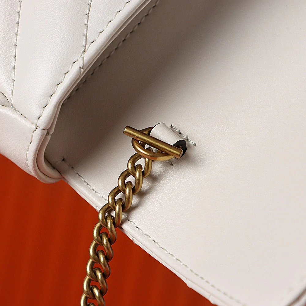 Сумка через плечо Gucci Marmont на цепочке - белая