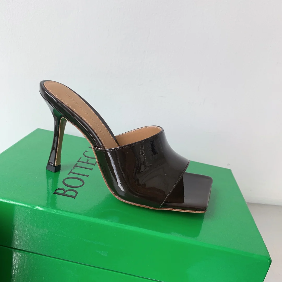 Bottega Veneta - Туфли на шпильке с квадратным носком - Мюли на высоком каблуке - Темно-коричневые