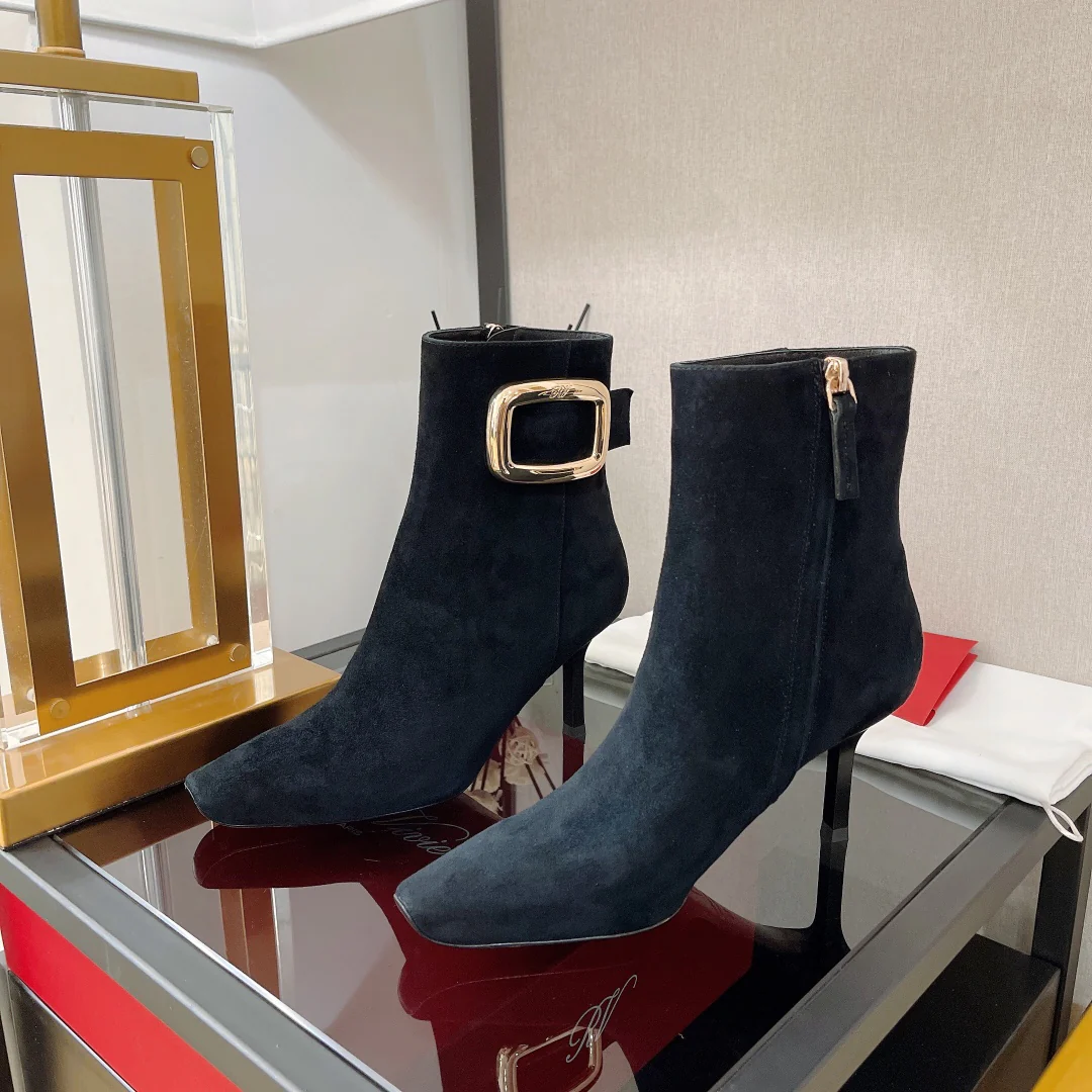 Обувь RV - Новинка сезона осень/зима 2022 - Ботильоны на шпильке из черной замши