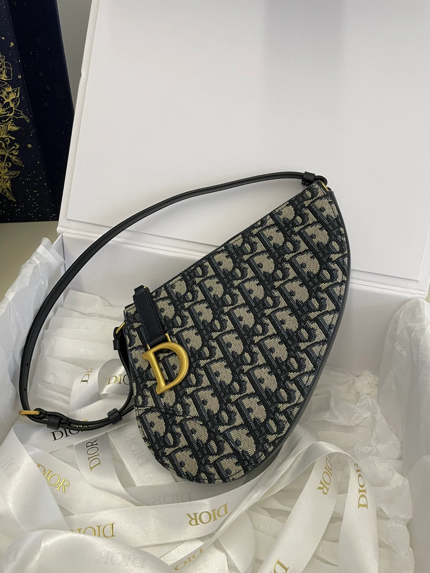 Серия Dior Rodeo - Сумка-седло - Холст - Синий