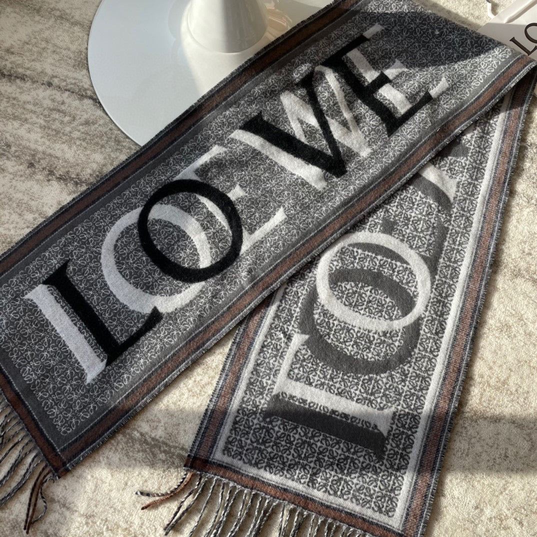 Шарф Loewe New Love, двусторонний, 2022 год - 30 см - 180 см - 90 см - Шерсть - 10 см - Накидка из козьей шерсти