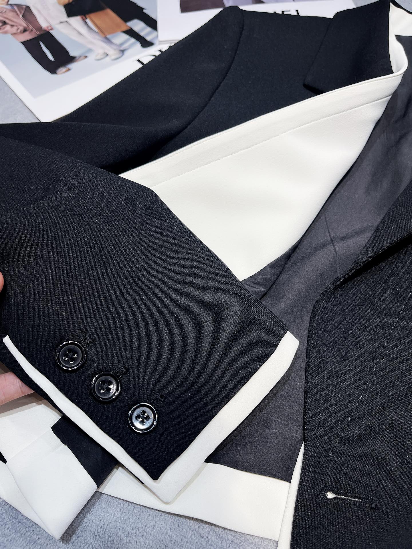 Celine-2404-Пэчворк, имитирующий двухсоставной блейзер