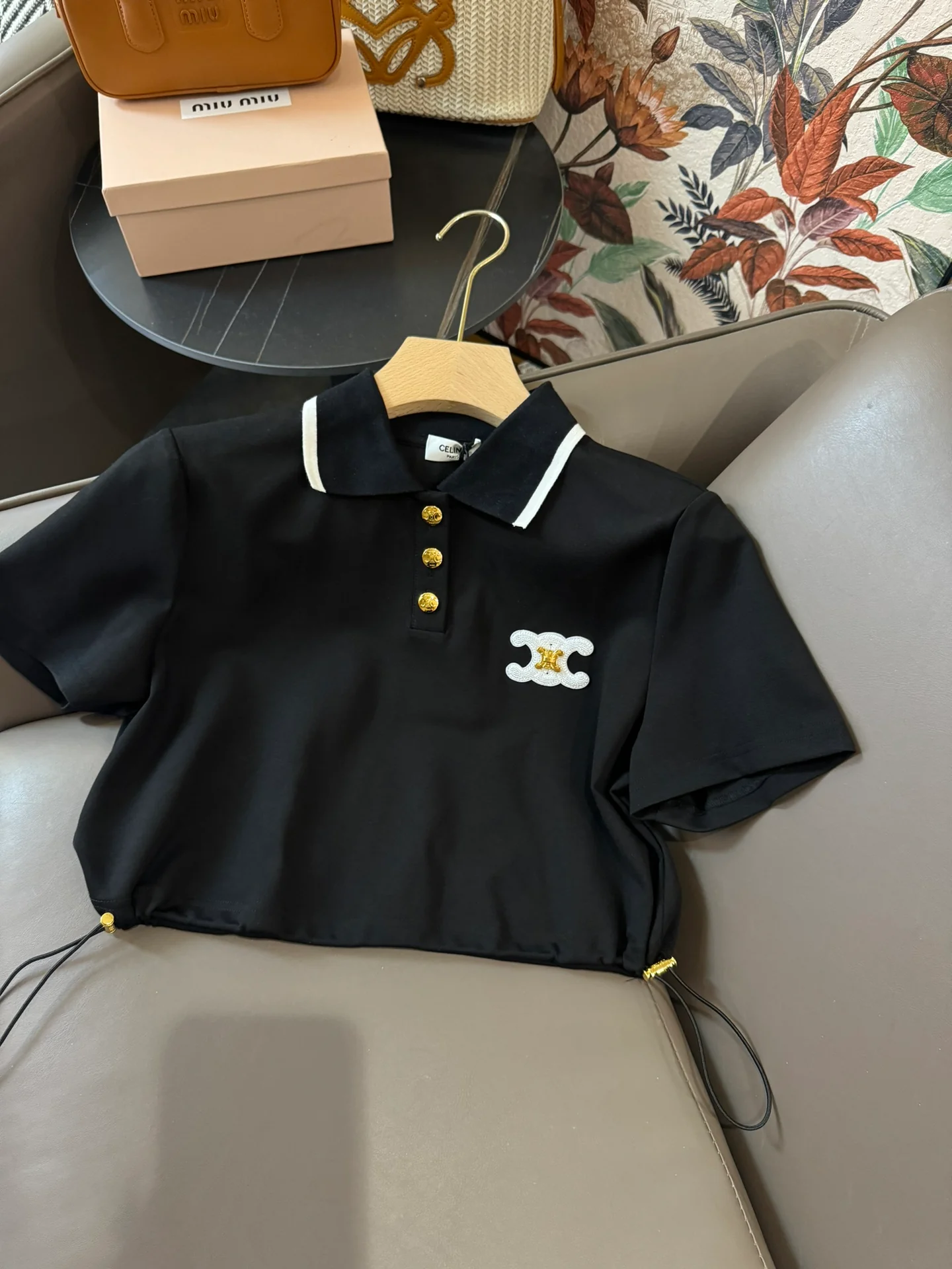 Комплект из рубашки-поло с коротким рукавом Celine 2404 - черный