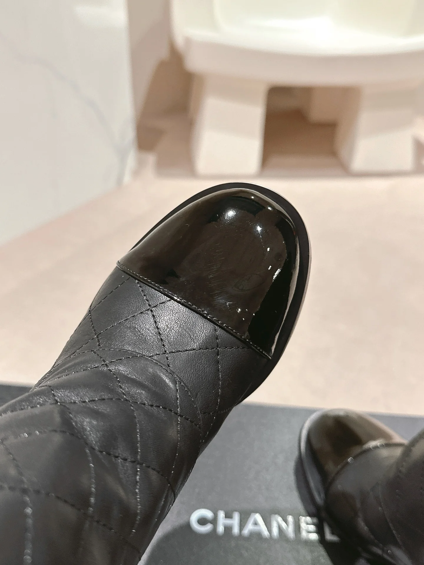 Ботинки Chanel 2024 до середины икры - черные