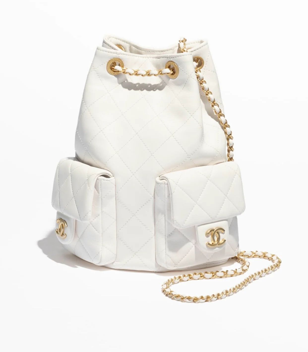 Рюкзак Chanel 25c на завязках - белый