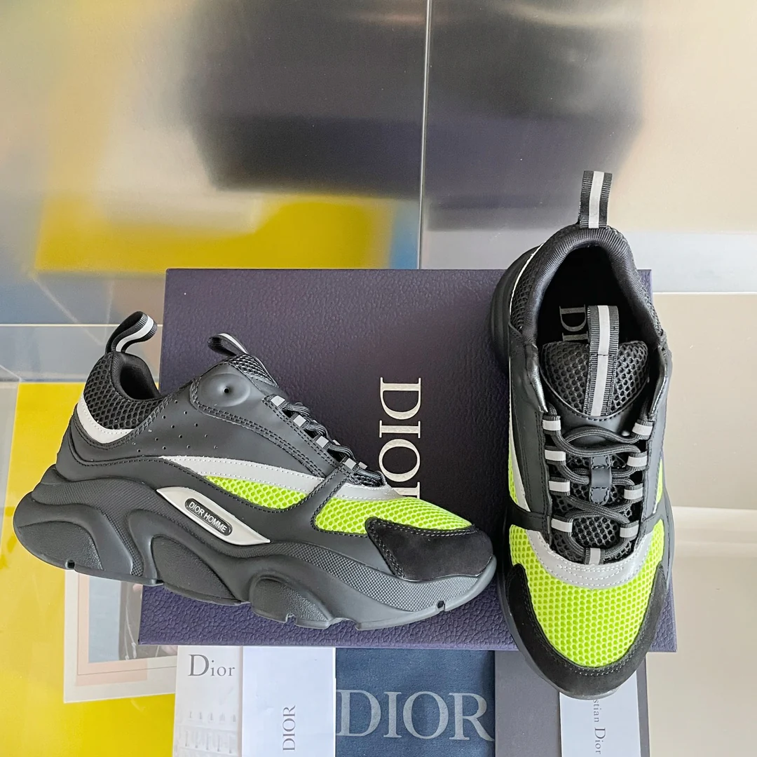 Кроссовки Dior серии B22 — повседневные — черно-желтые