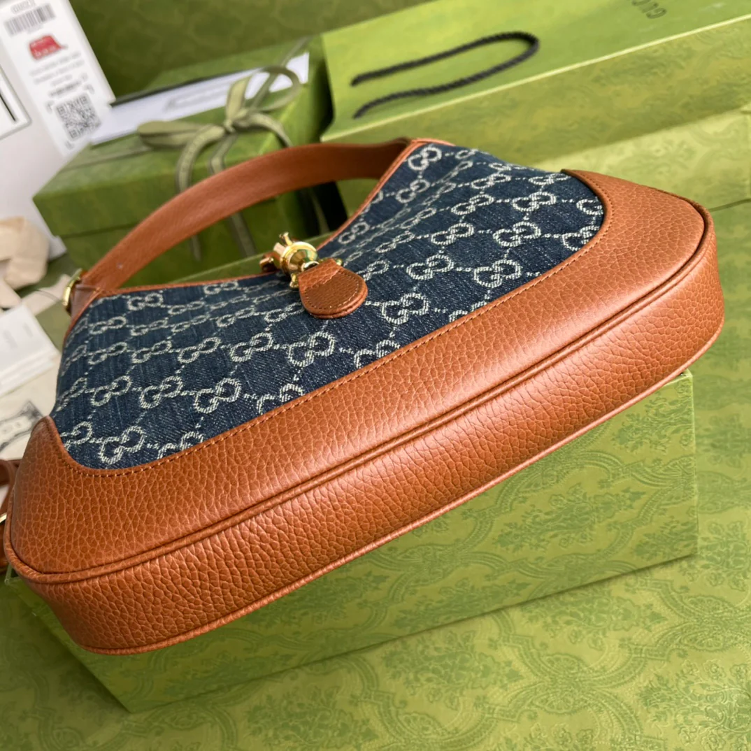 Gucci-经典 Jackie 牛仔丹宁帆布手袋-腋下包