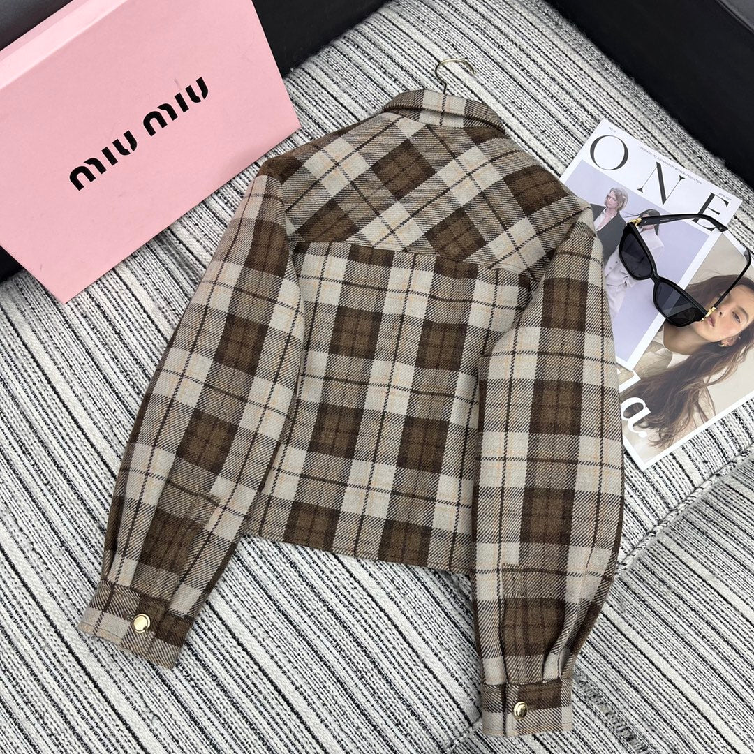 Miu Miu - 2404 - Новая клетчатая рубашка-куртка с воротником