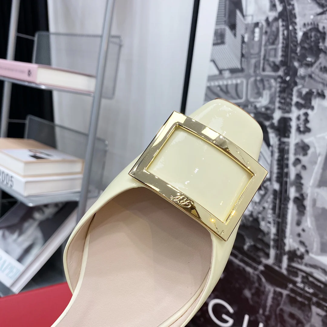 RV - Плоская подошва, полый квадратный носок - Белый