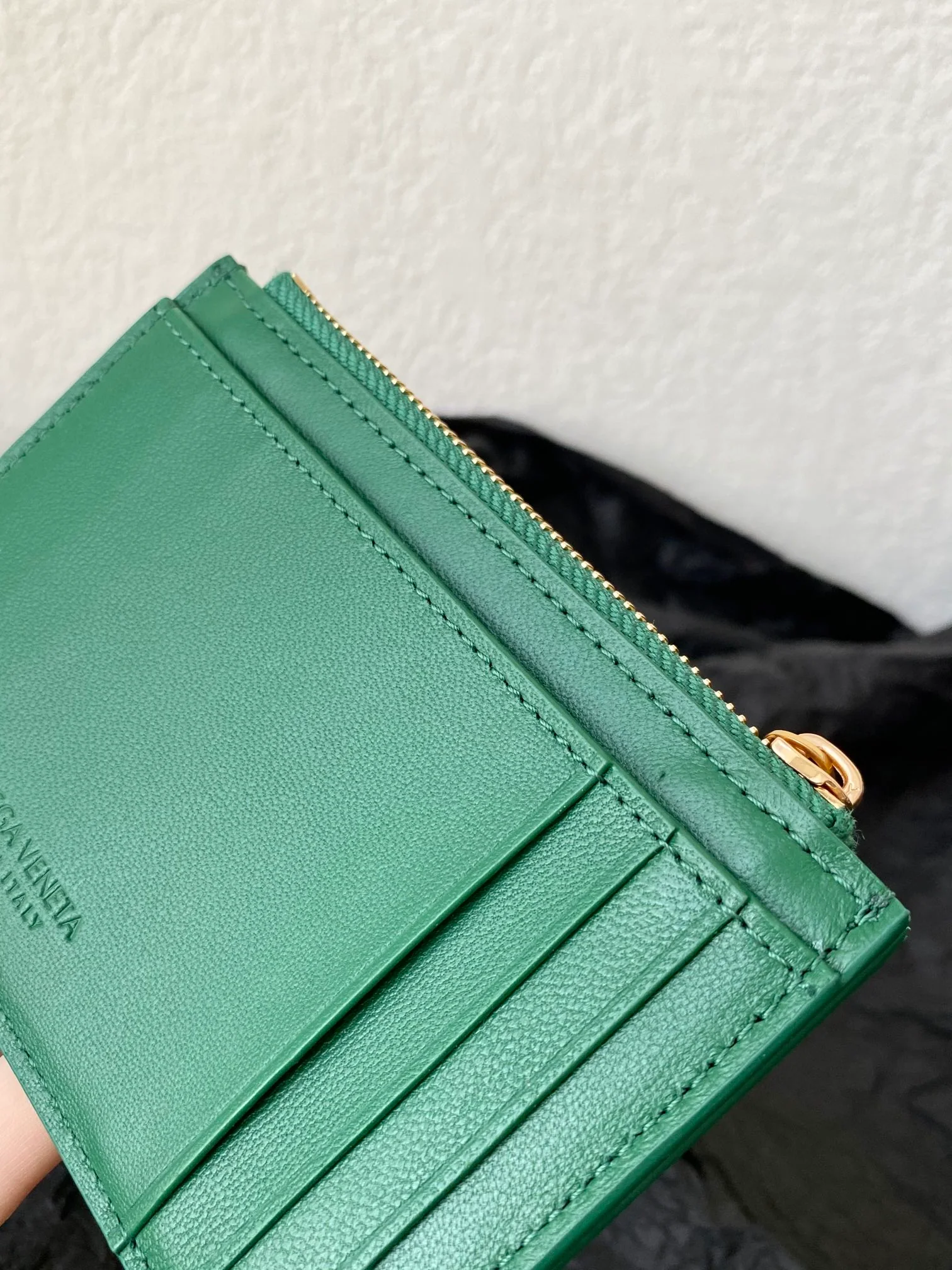 BV-大格子 编织 拉链卡包 零钱包 12x8x0.5cm