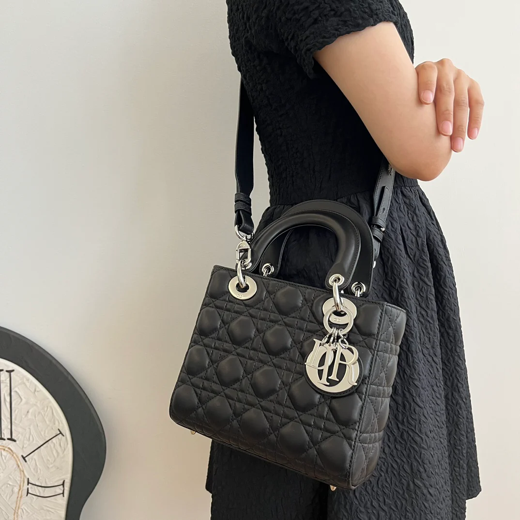 Dior Lady (коллекция из четырех предметов) - Черный с серебряной пряжкой - Маленький размер