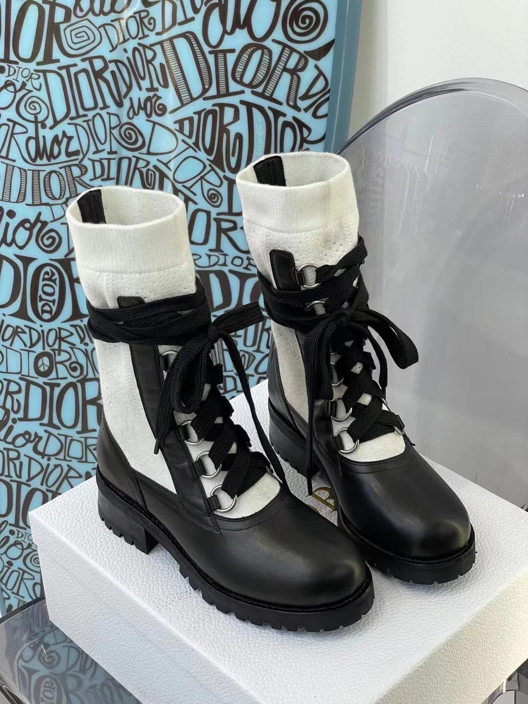 Dior - Сапоги до бедра - Черно-белые