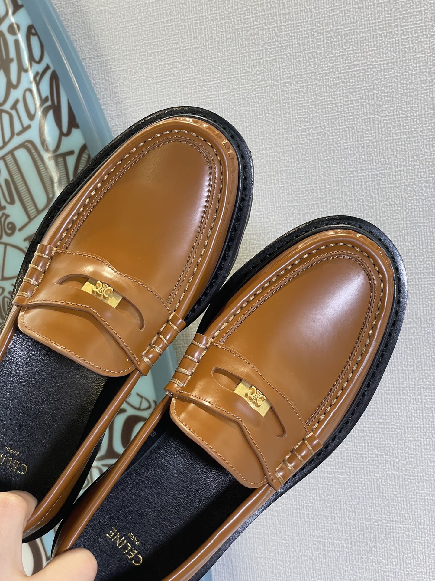 Обувь Celine - Celine - пряжка с фурнитурой - коровья кожа - плоские лоферы - верблюжий цвет