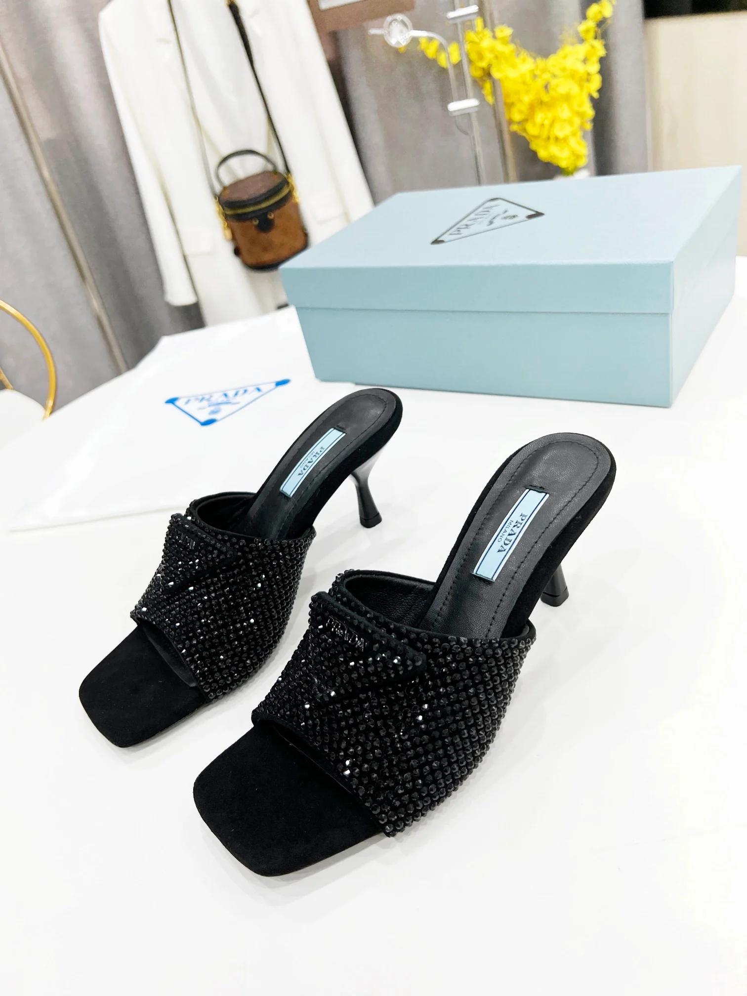 Туфли Prada - Prada - украшенные бриллиантами - туфли на шпильке - домашние тапочки