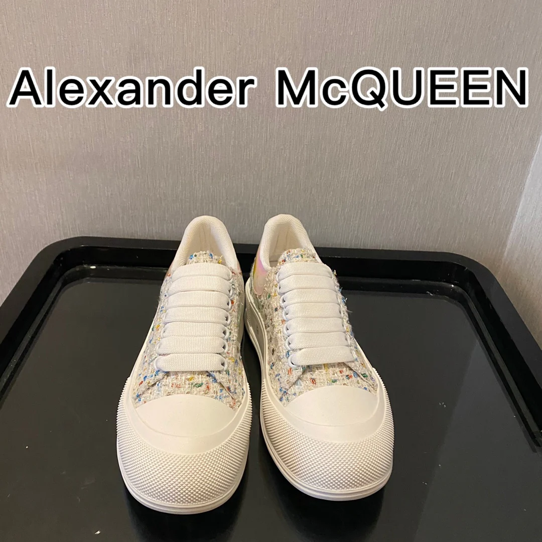 McQueen - Верх из шерсти - Подошва сзади - Кед - Светоотражающие синие и розовые элементы