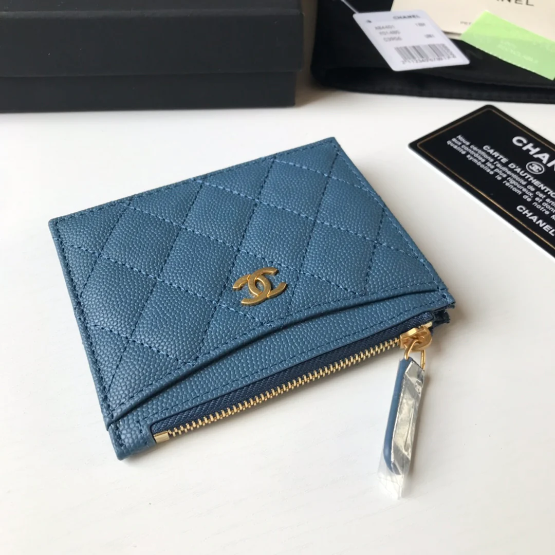 Кардхолдер Chanel на молнии - плоский картхолдер