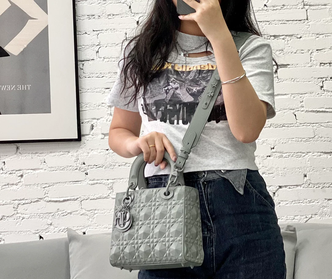 Dior Lady Dior MyABC Матовая кожа Серый Маленький