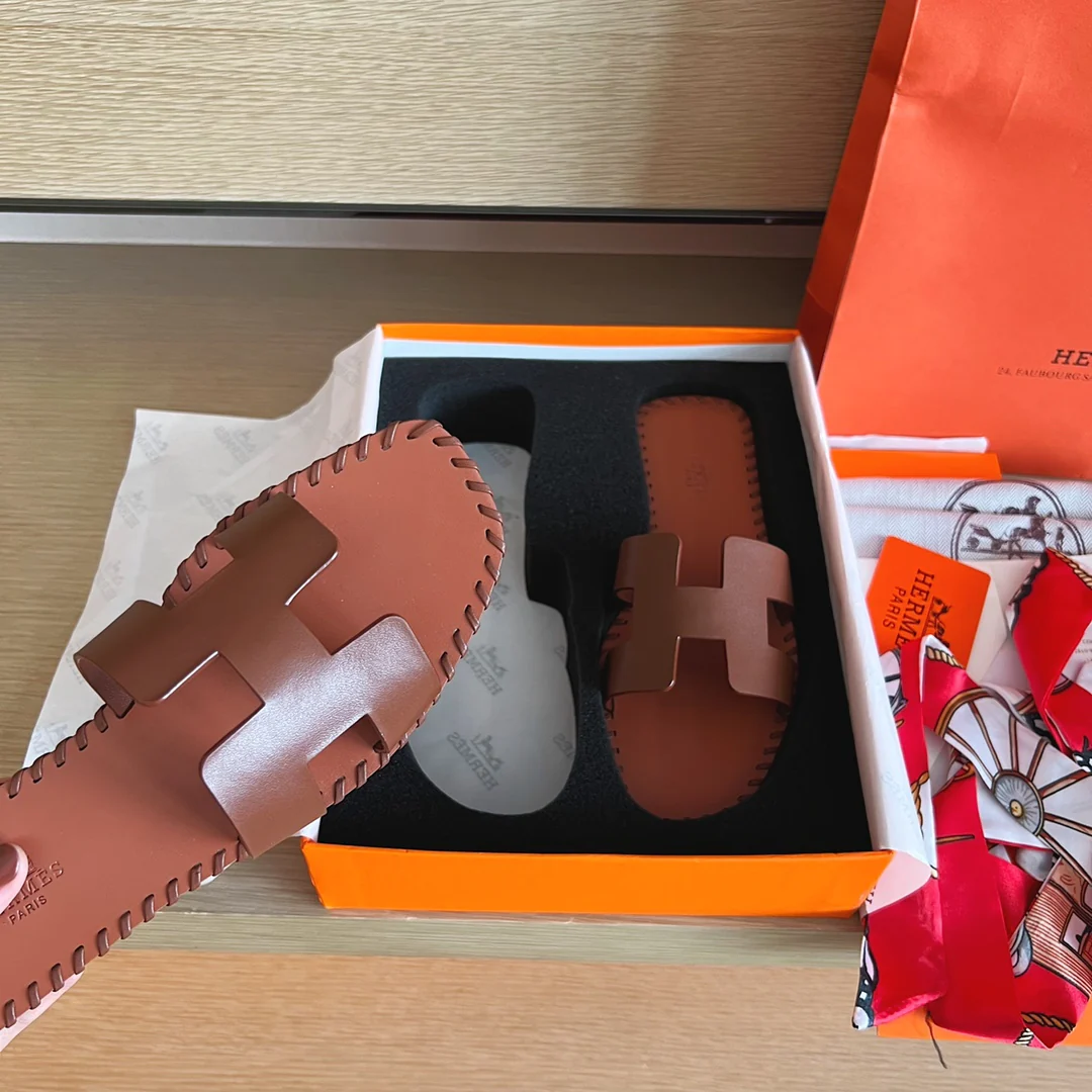 Тапочки Hermes-h Flat Slippers-9