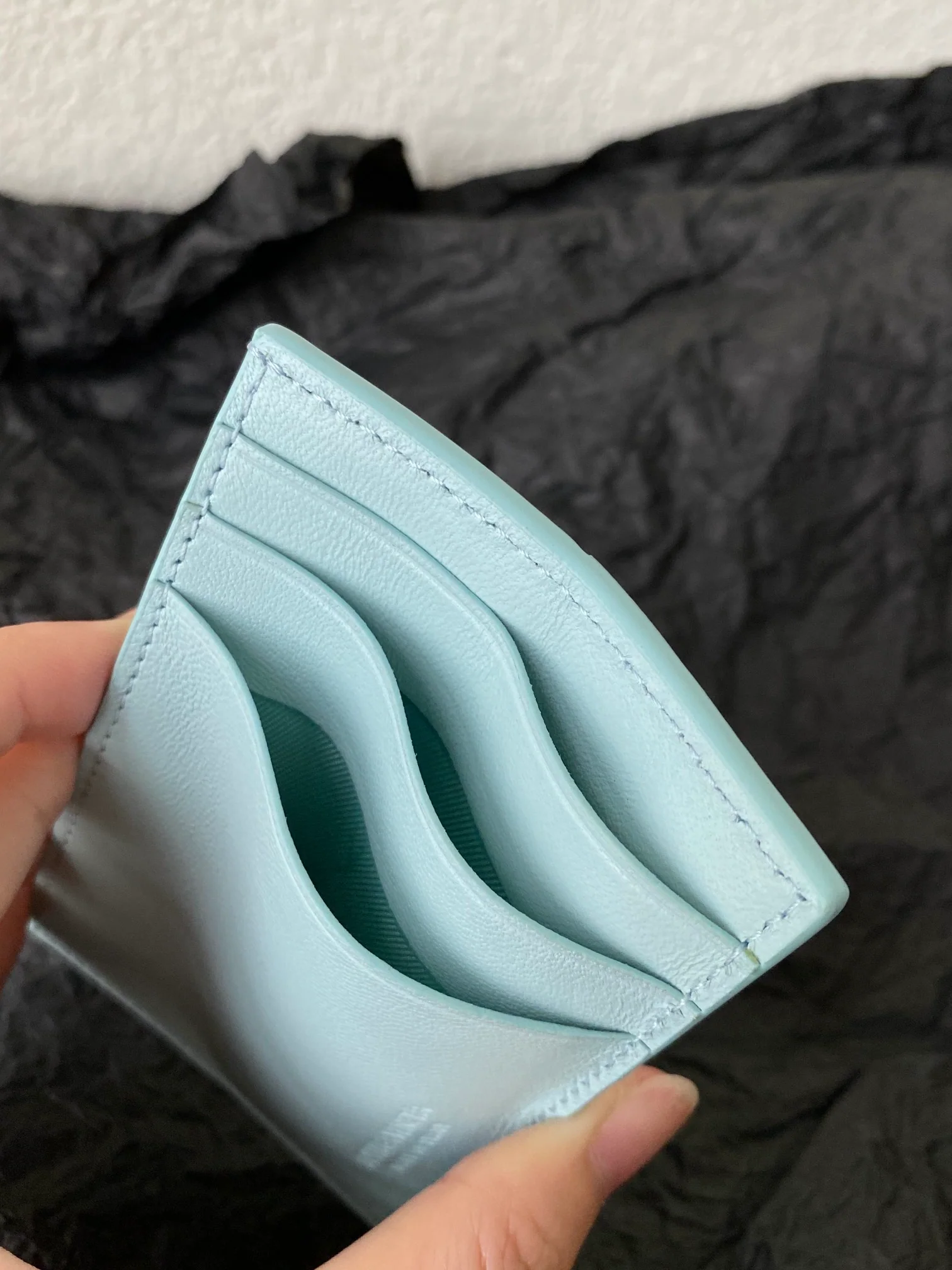 BV-中格 编织 卡夹 卡包 牛皮 11x7.5cm 湖水蓝