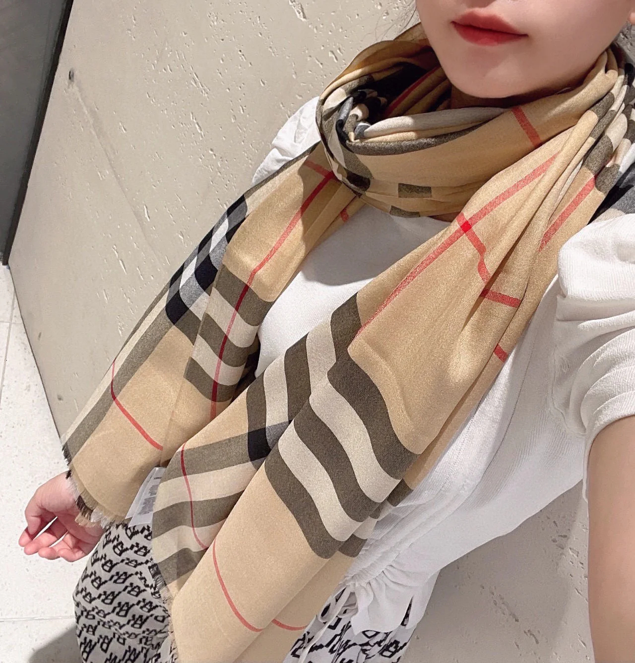 Классический клетчатый шарф для верховой езды Burberry - 80-190 см, 100% кашемир