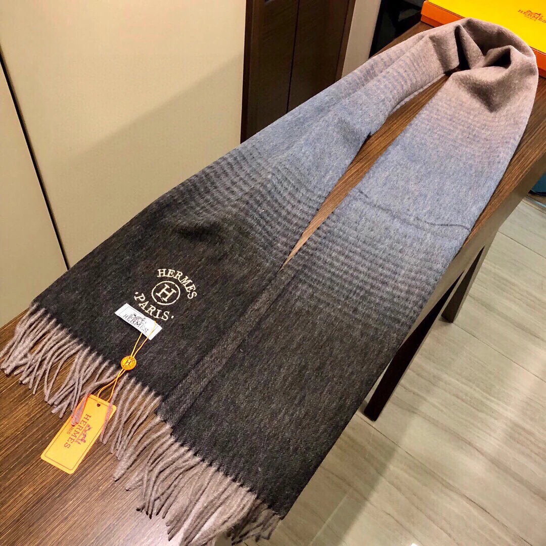 Кашемировый шарф Hermes с градиентным рисунком - 32 см - 180 см