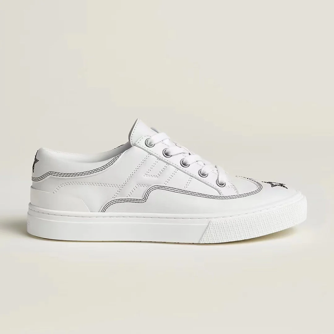 Новинка сезона осень/зима 2023 от Hermes - Повседневные туфли с вышитой пятиконечной звездой - Унисекс - Белые