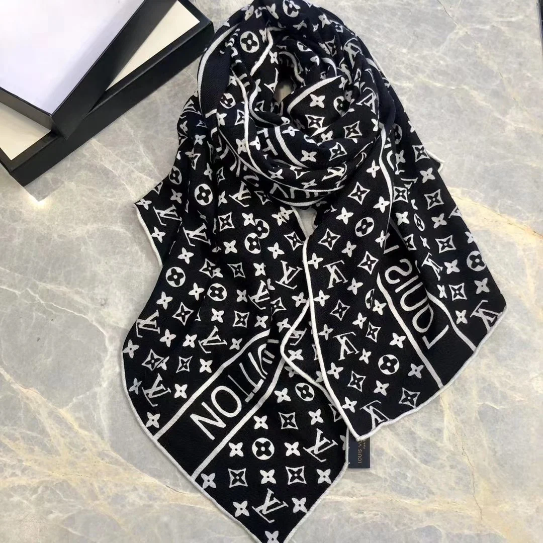 Кашемировый шарф LV в елочку - 65-200 см