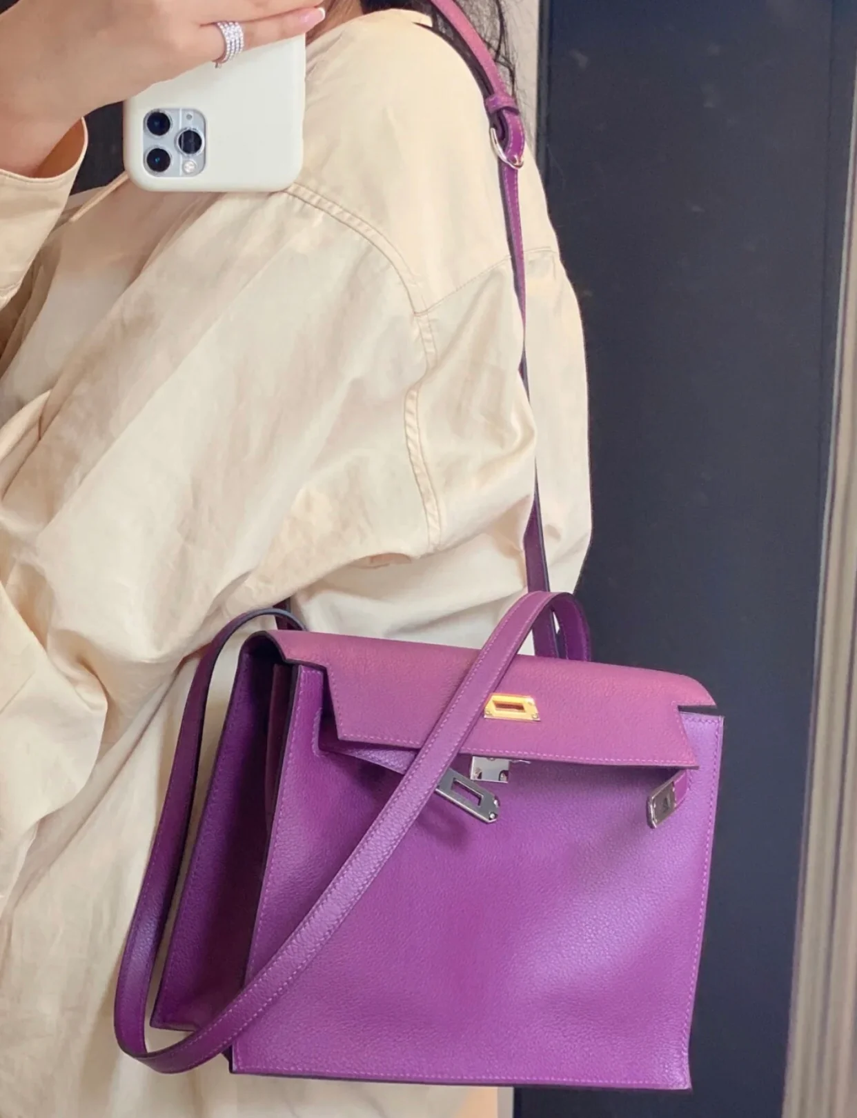 пряжка Hermes-kelly-danse-anemone-purple-gold