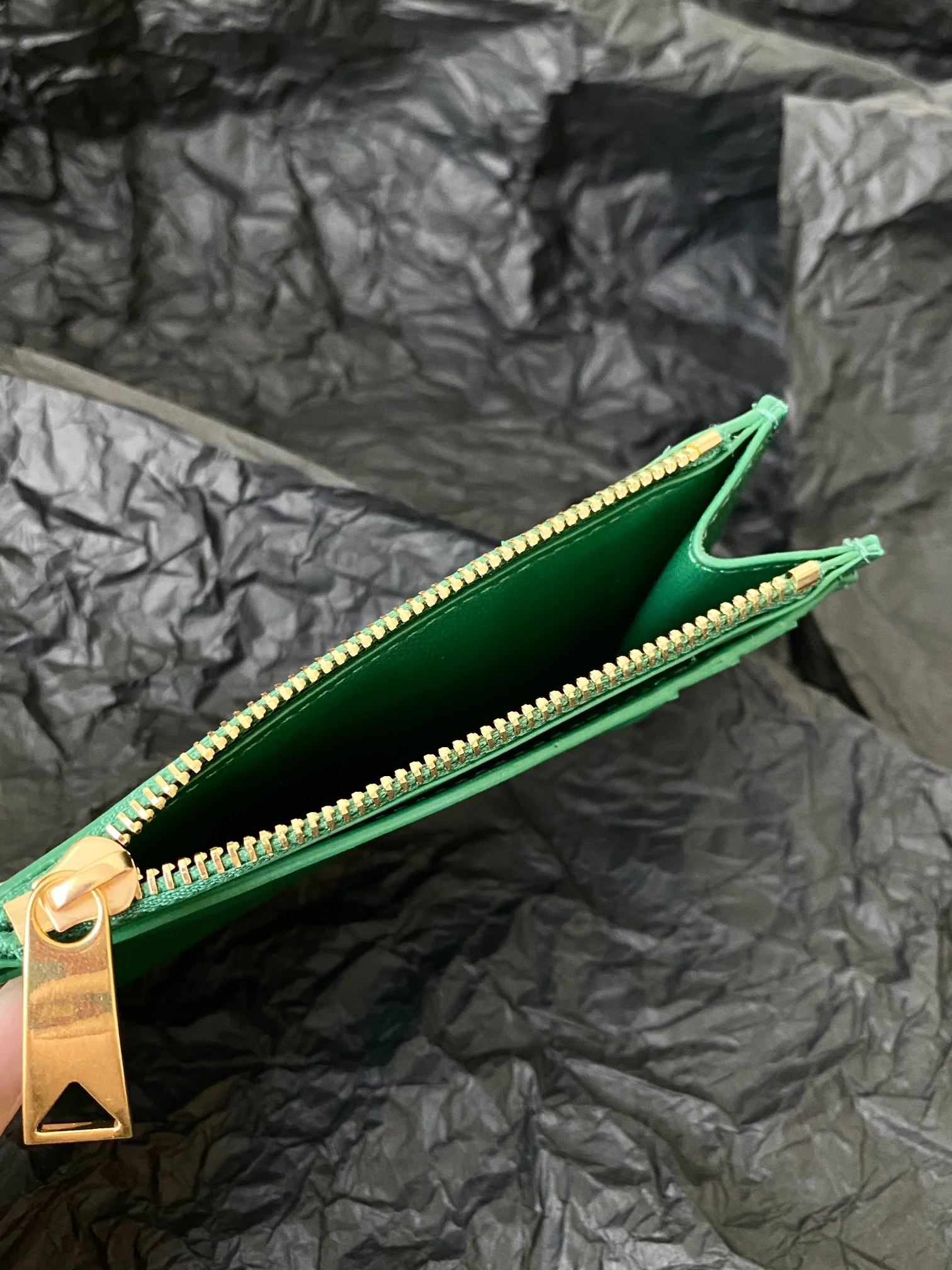 BV-大格子 编织 拉链卡包 零钱包 12x8x0.5cm