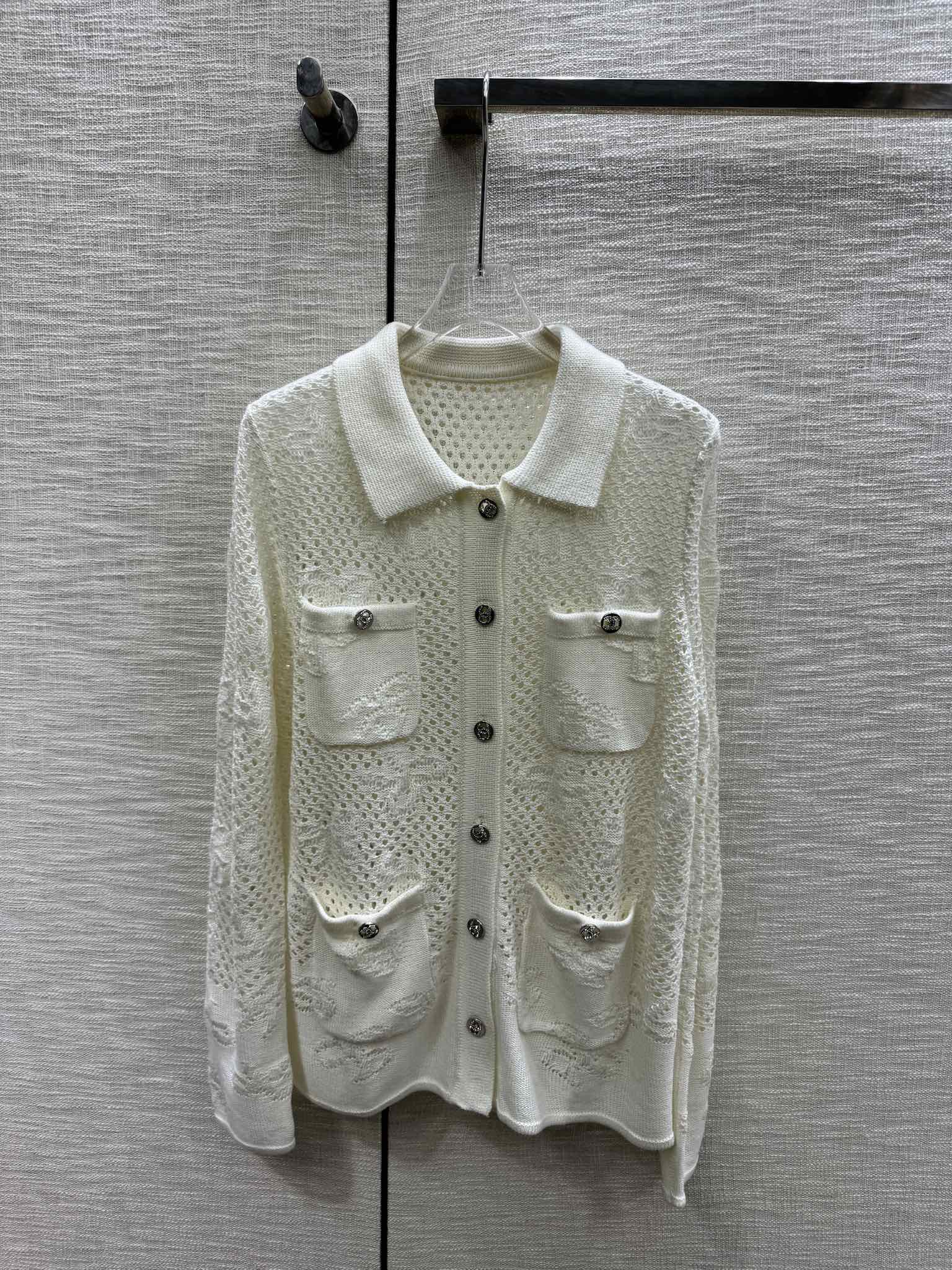 Chanel - 2403-24 Новейший элегантный вязаный комплект ранней весны с ажурным узором - Абрикосовый