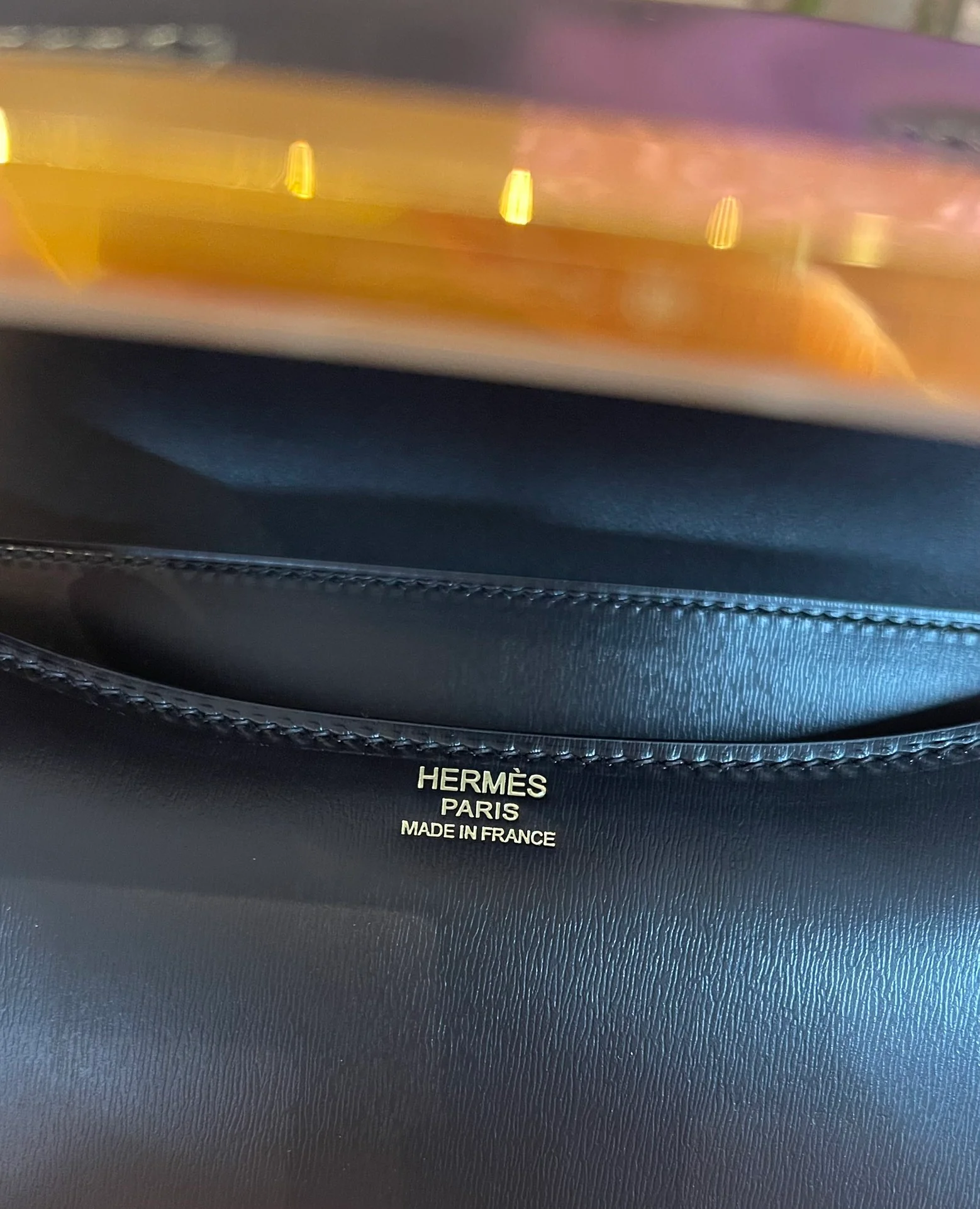 Коробочка Hermes Constance 24 - черная с золотой пряжкой
