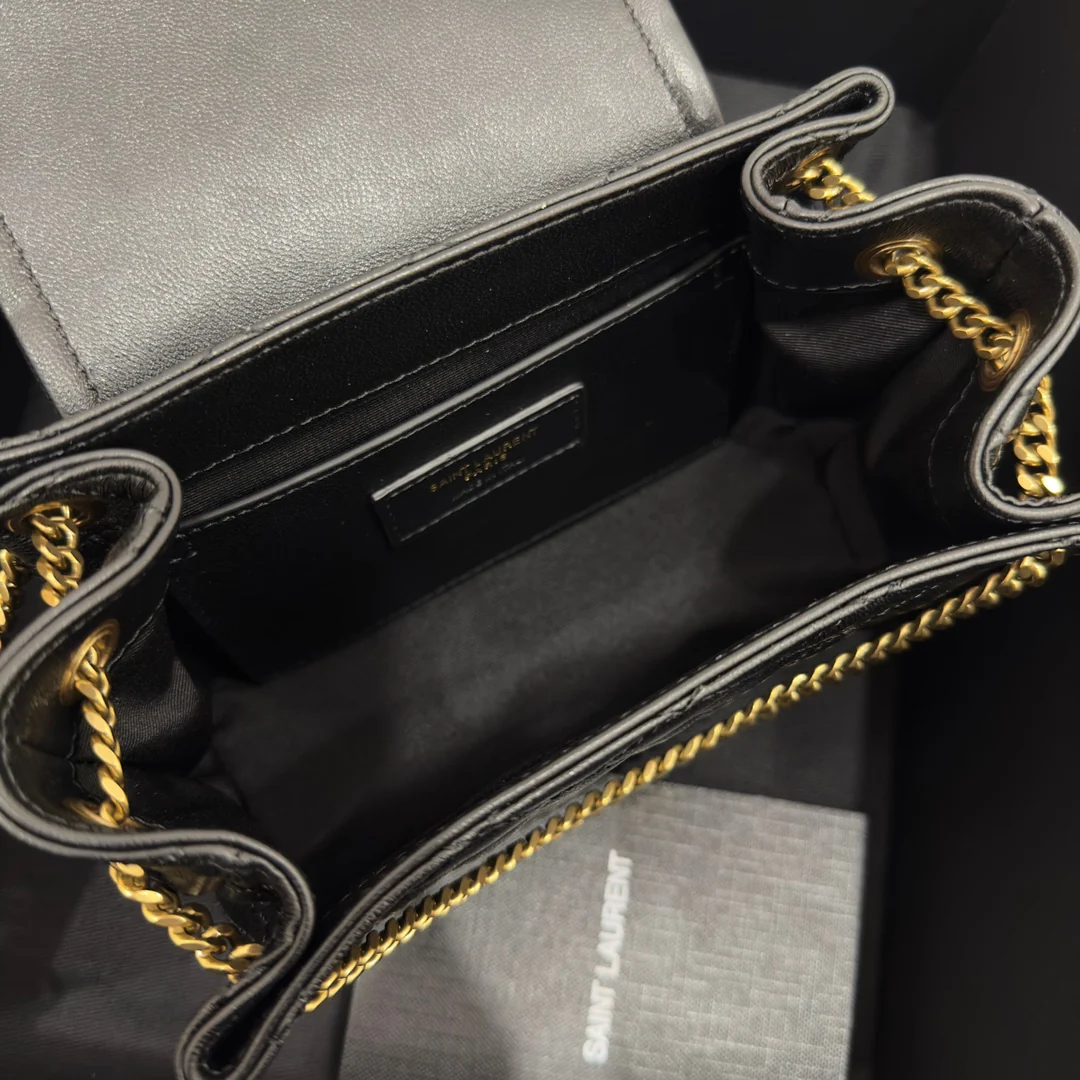 Мини-юбка YSL Nolita из овечьей кожи, черная