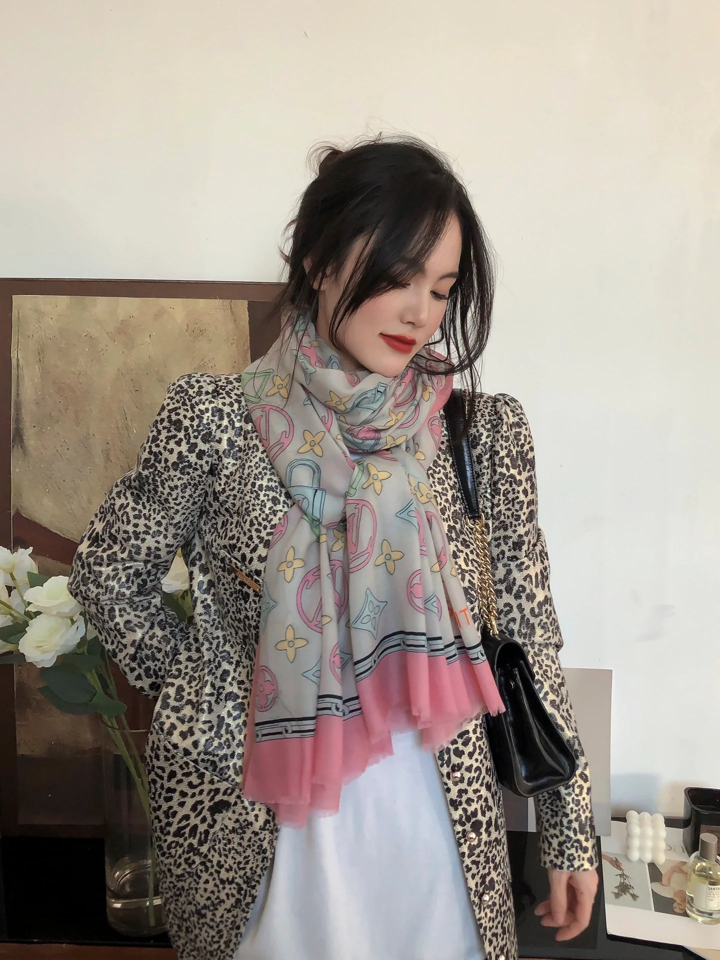 Длинный шарф LV Monogram - 110-200 см - 100% высококачественный кашемир