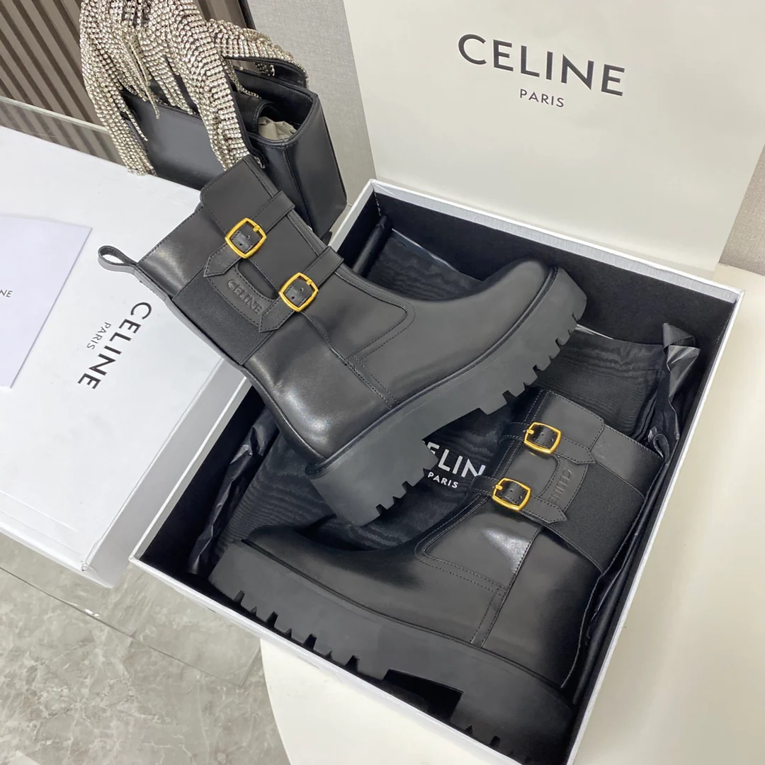 Ботинки Celine Martin на платформе с закругленным носком и завышенной высотой каблука