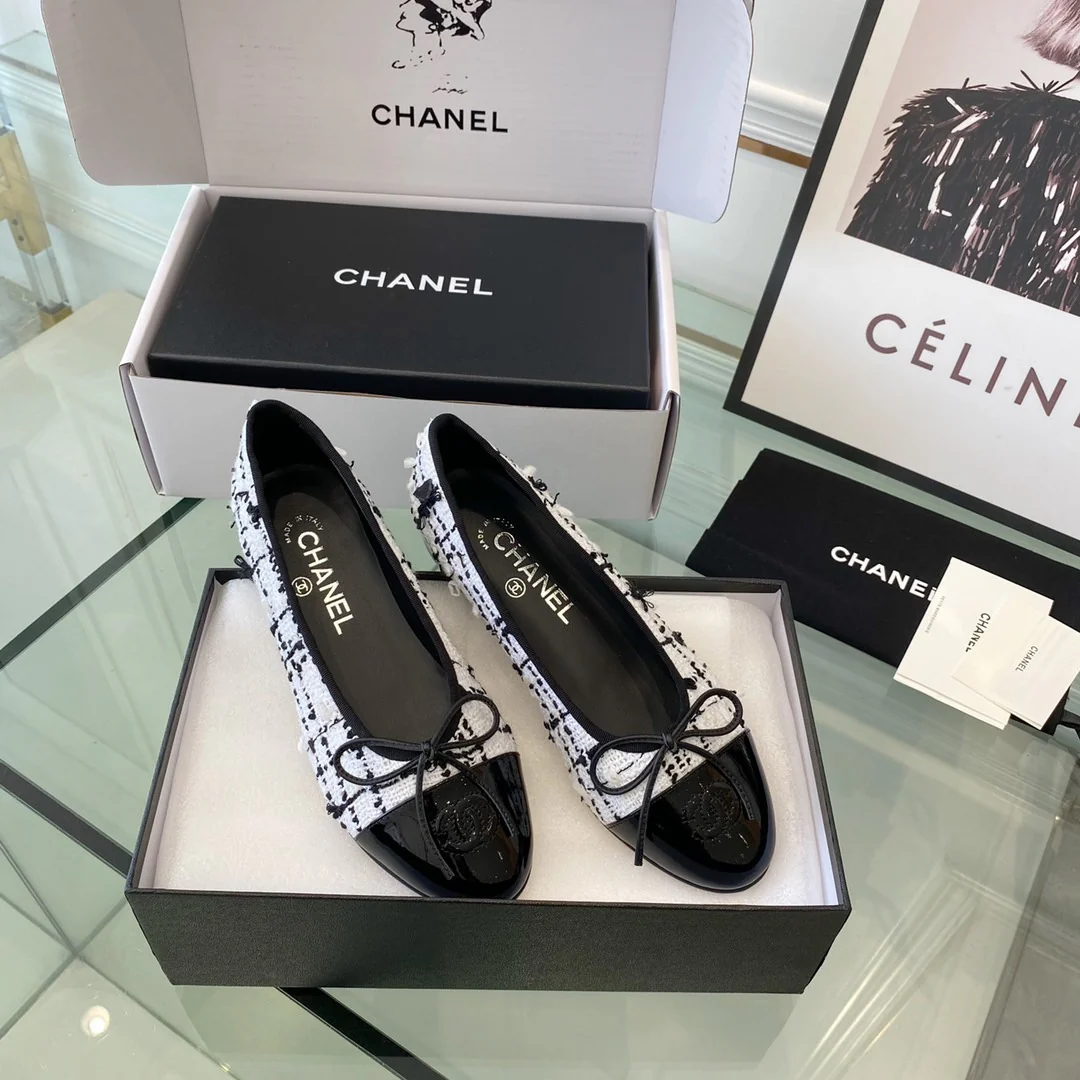 Chanel - Классические балетки - Балетки - Белая клетка