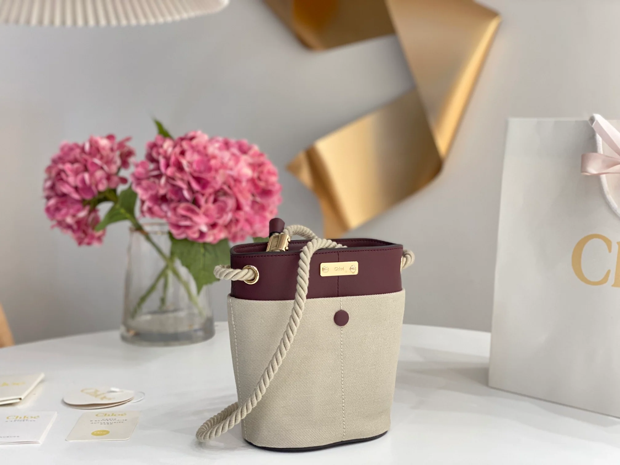 Сумка-ведро Chloe-key - бордовая